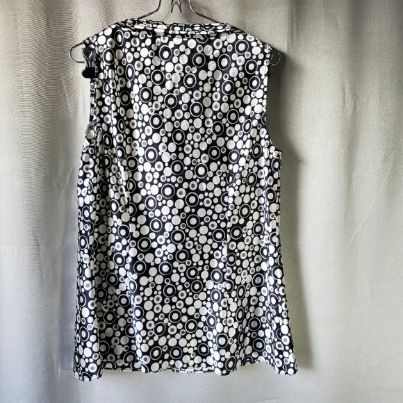 Spence Satin Sleeveless Geometric Circle Blouse Black/White/Grey   Size L - Picture 2 of 6